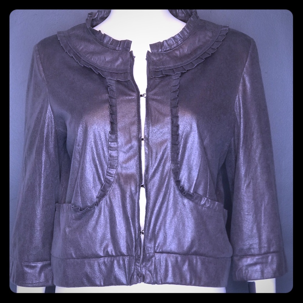 Anthropologie Vegan Suede Crop Jacket Size Large